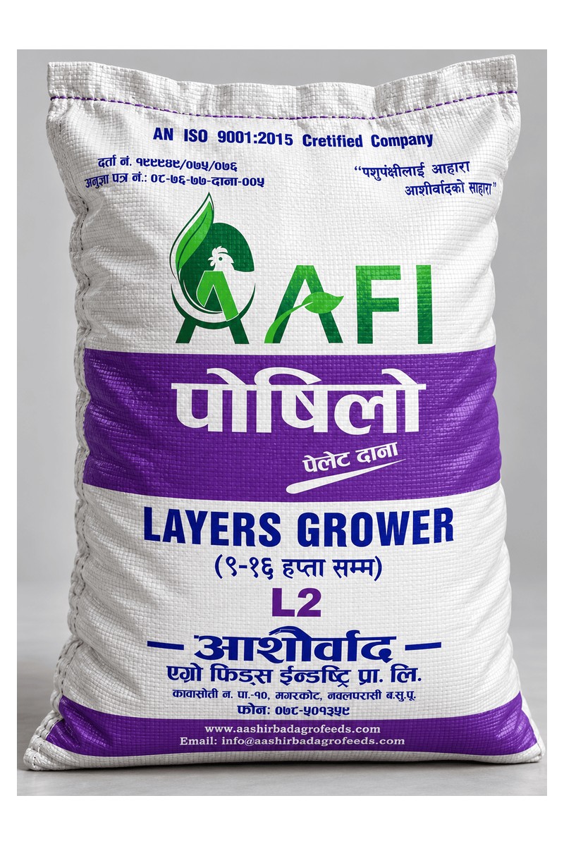 Poshilo L2 Layers Grower pellet feed bag, 9 to 16 weeks, Aashirbad Agro Feeds