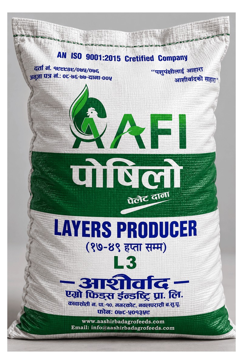 Poshilo L3 Layers Producer pellet feed bag, 17 to 49 weeks, Aashirbad Agro Feeds
